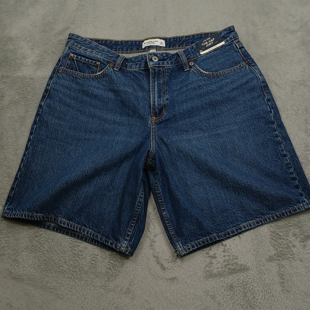 Abercrombie Fitch Shorts Womens 31 Blue Denim Low Rise Jort Preppy NWT